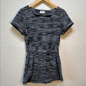 People Tree Hand Woven Kids Charcoal‎ Short Sleeve Round Neck Mini Dress Size 12